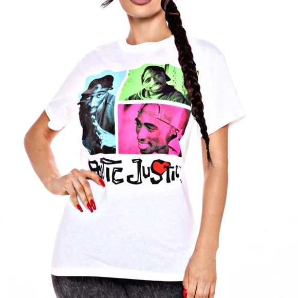 Fashion Nova Tops - 🆕️🆑️ FASHION NOVA GRAPHIC TEE | Retro Poetic Justice with 2 Pac Images White